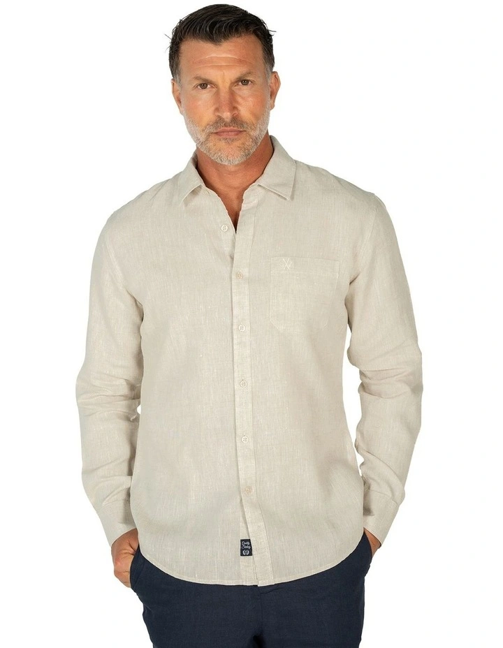 Linen Long Sleeve Shirt in Sand