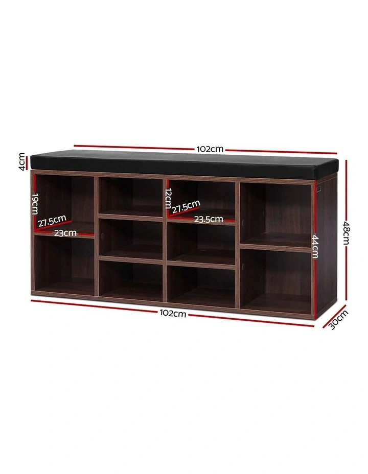 Shoe Cabinet Bench Shoes Storage Rack Organiser Shelf Cupboard Box Walnut