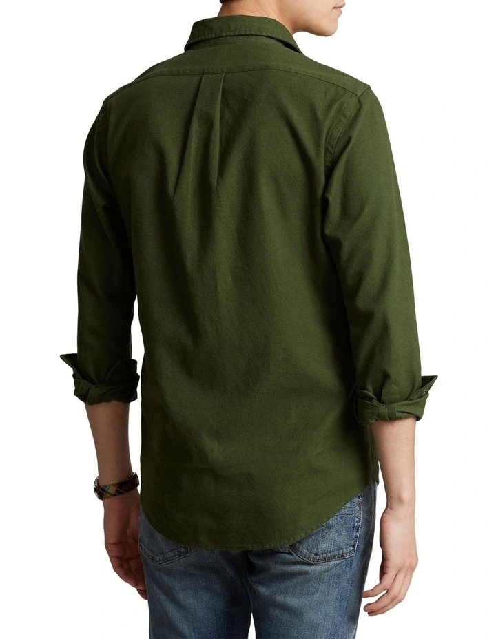 Classic Fit Brushed Flannel Shirt in Green