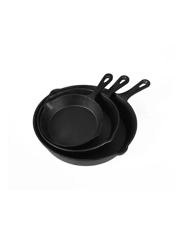 Non Stick Frying Pan Set 3 Pieces in Black