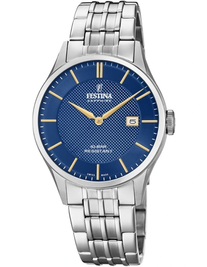 Swiss Stainless Steel Watch in Silver