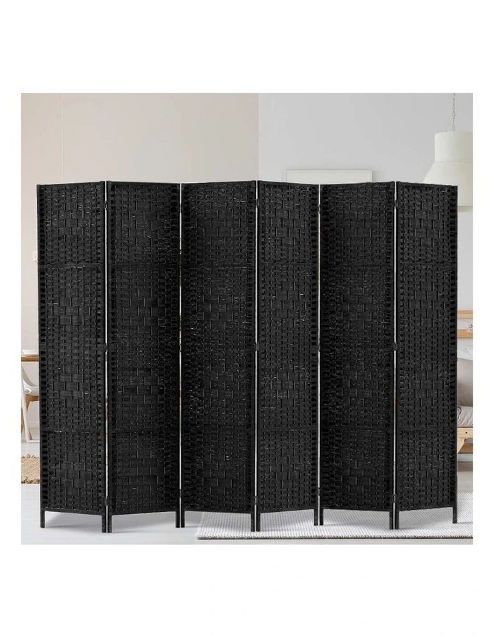 6 Panel Room Divider Screen 245x170cm in Woven Black