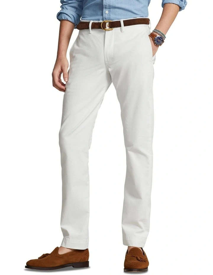 Straight Fit Washed Stretch Chino Pant in White