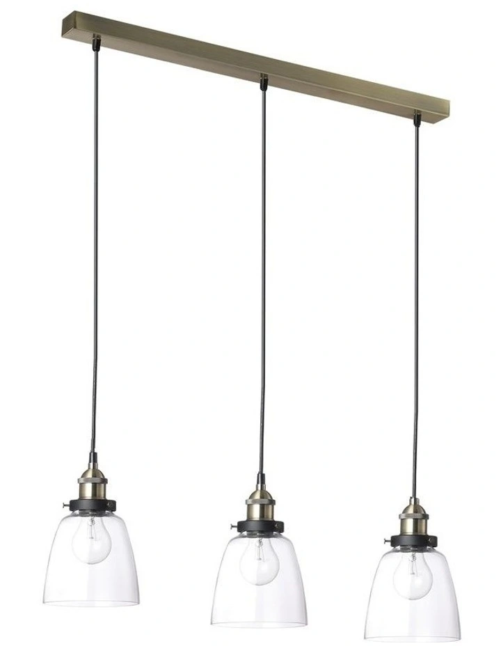 Rosa 3 Light Pendant Light Antique Brass