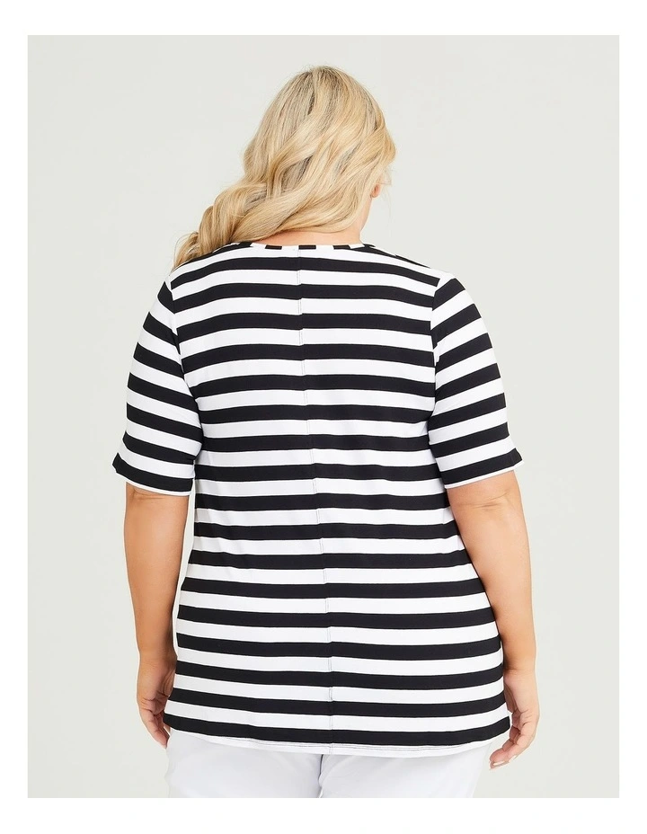 Natural Stripe Essential Top in Black/White Stripe