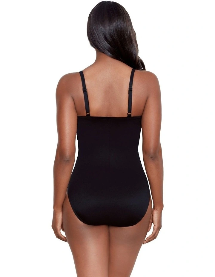 V Neck Underwired Shaping Swimsuit in Black Multi