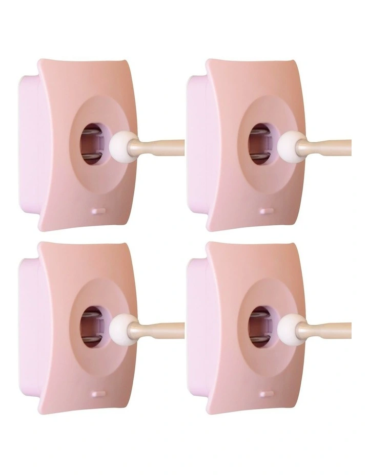 4x Wall Mount Catchhole and Door Stopper Set in Pink