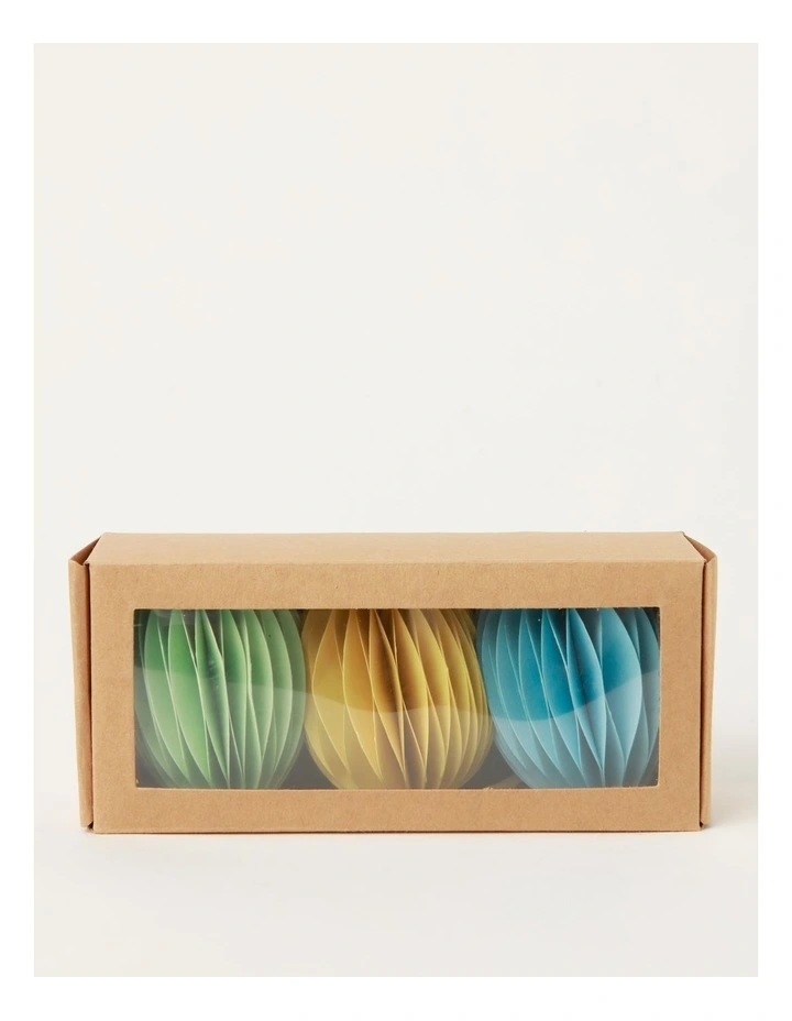 Paper Accordion Egg Ornaments 7cm 3 Pack in Multi