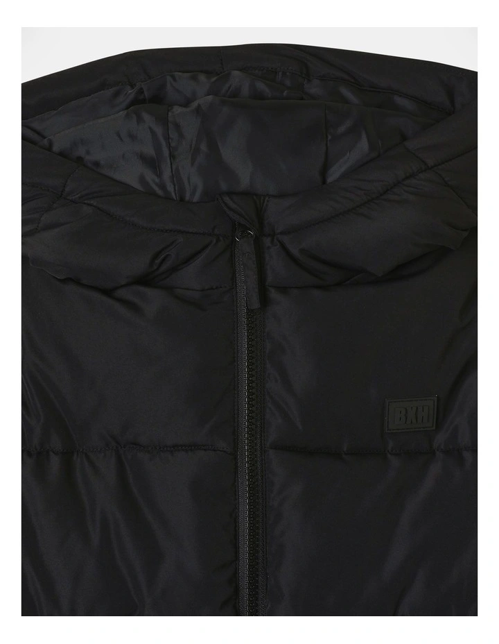 Recycled Puffer Jacket With Hood in Black