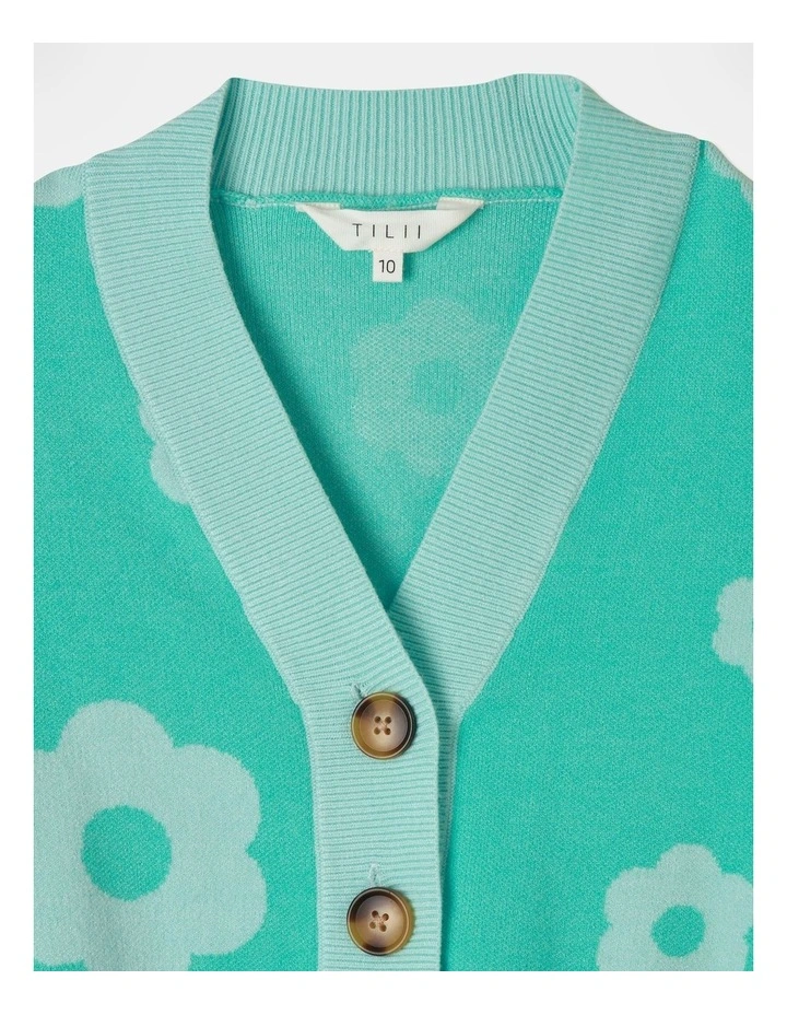 Jacquard Cardigan in Mint