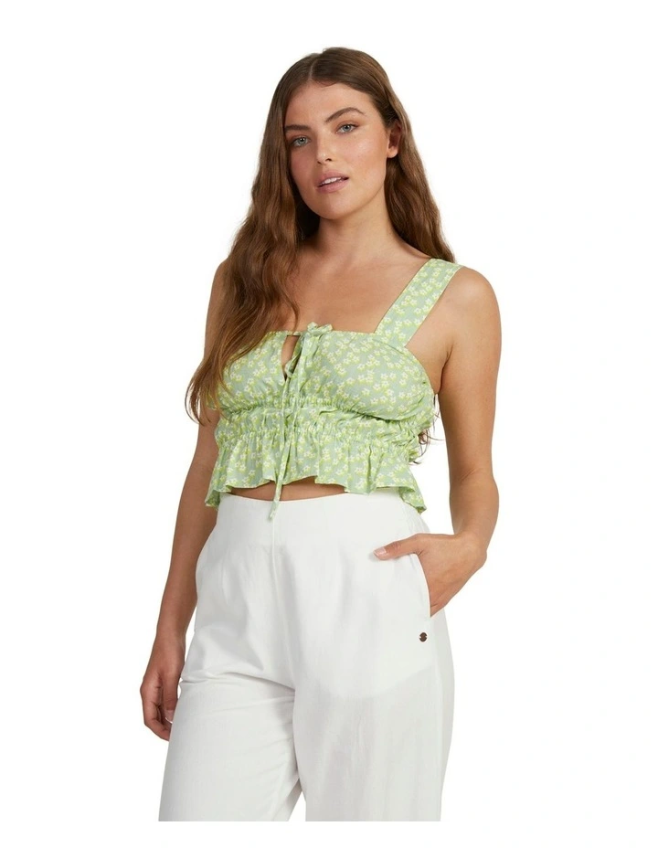 Aloha Sessions Top in Quiet Green Floral Delight
