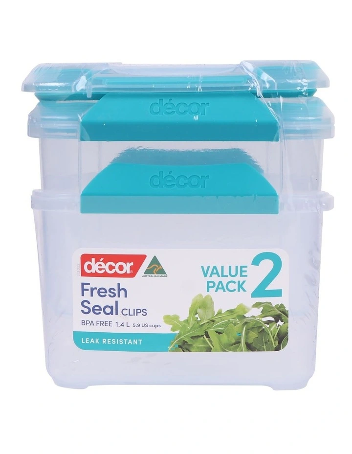 Fresh Seal Clips Square 1.4L 2 Pack in Clear