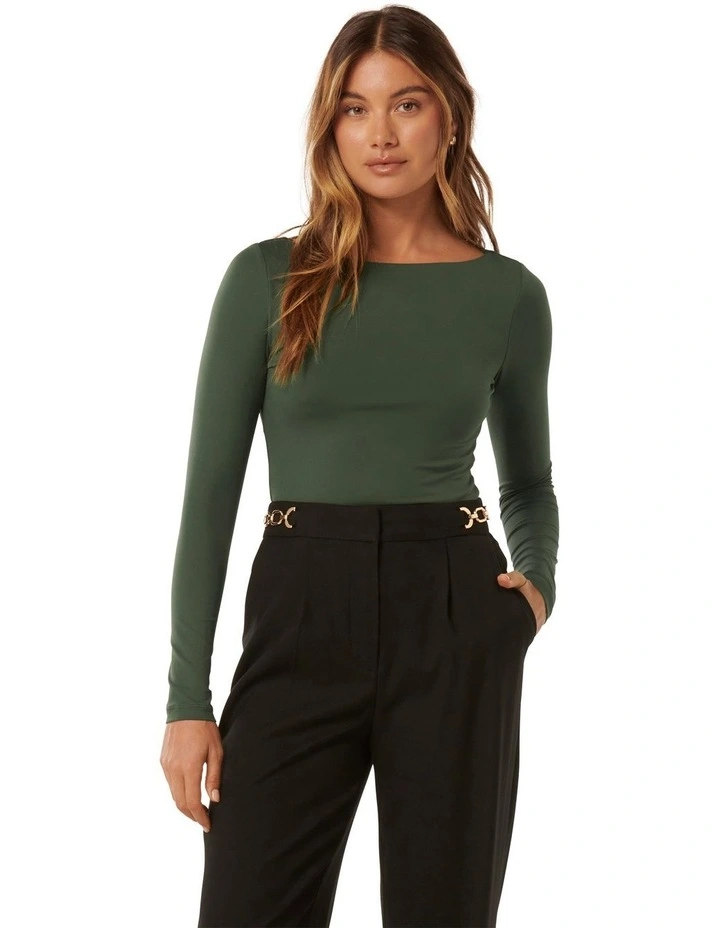 Erika Boat Neck Top in Green