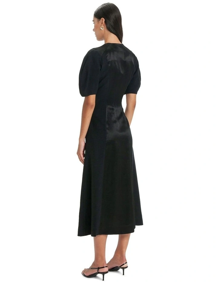 Zip Front Midi Dress in Black