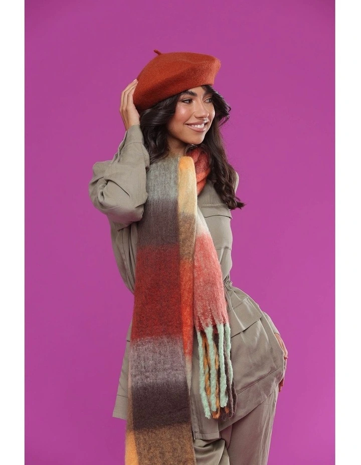 Lisa Wool Blend Beret in Red Chocolate