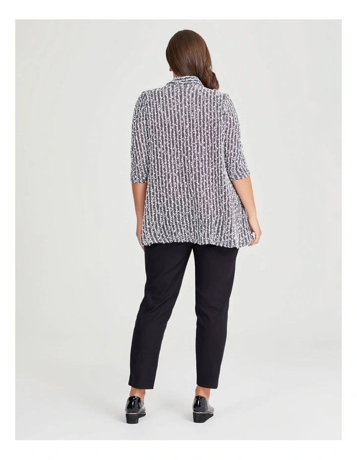 Popcorn Lurex Cardigan in Black/White