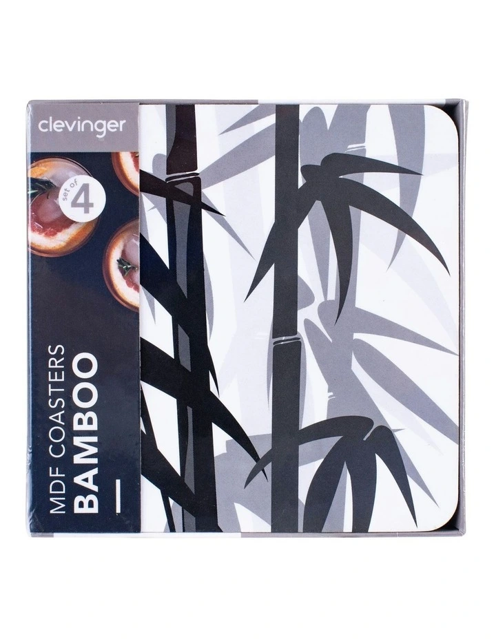 MDF Coasters Bamboo Set of 4 in Black