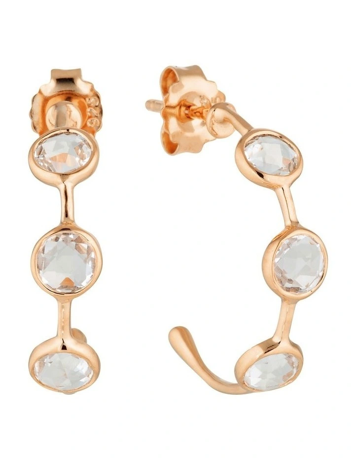 Kikilo White Topaz Rose Gold Hoop Earring