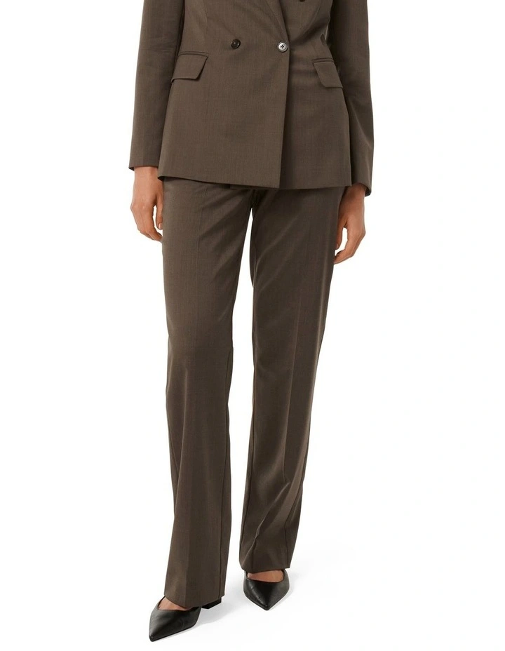 Kara Straight Tailored Pants in Brown