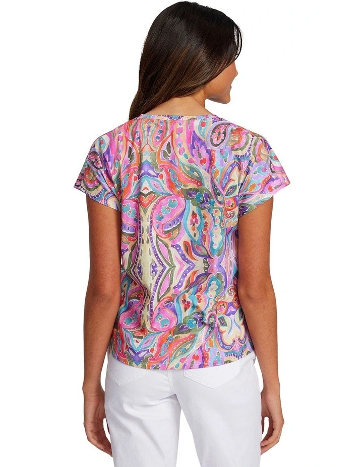 Angel Paisley Tee in Pinks/White