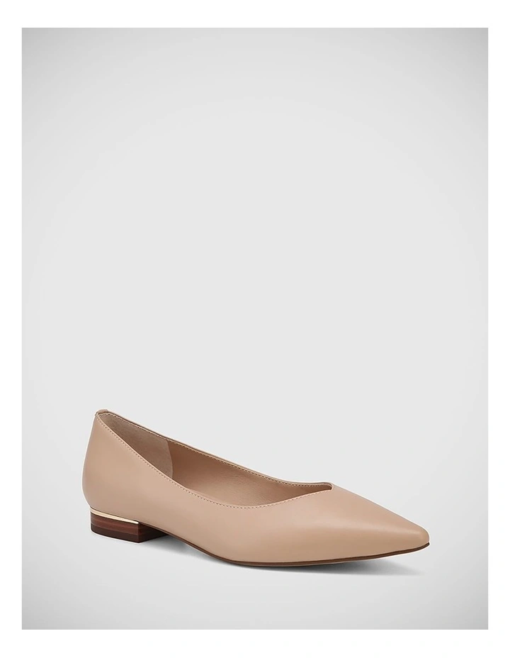 Monica Leather Flat in New Flesh