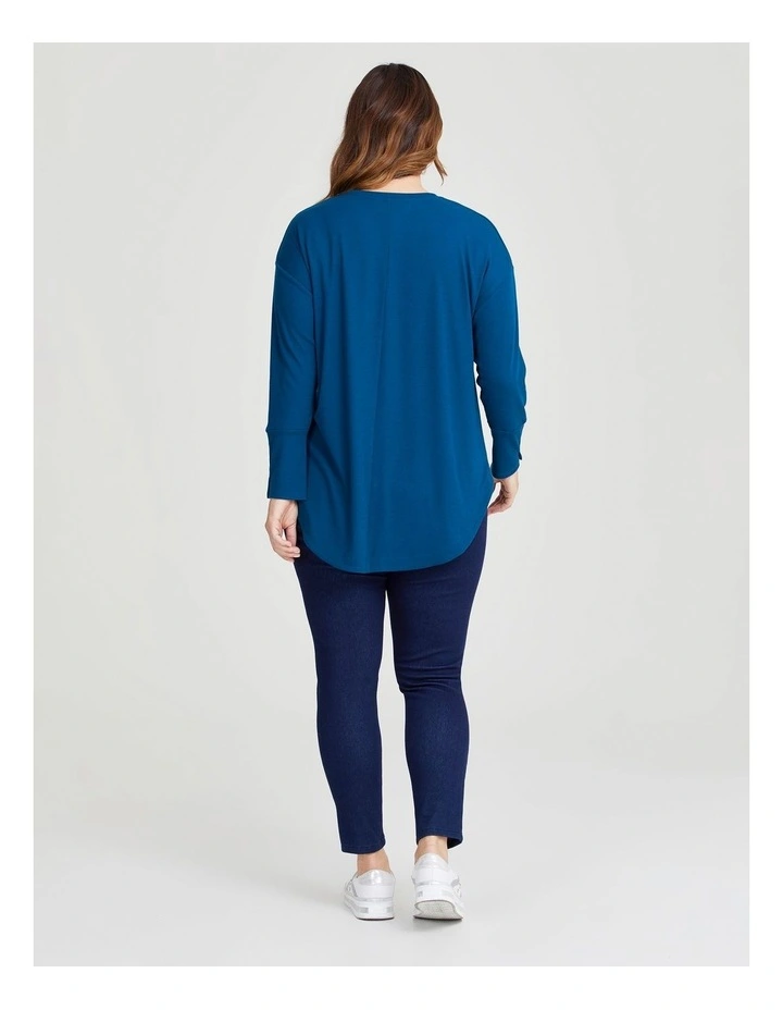Rib Hi-lo Top in Harbour Blue