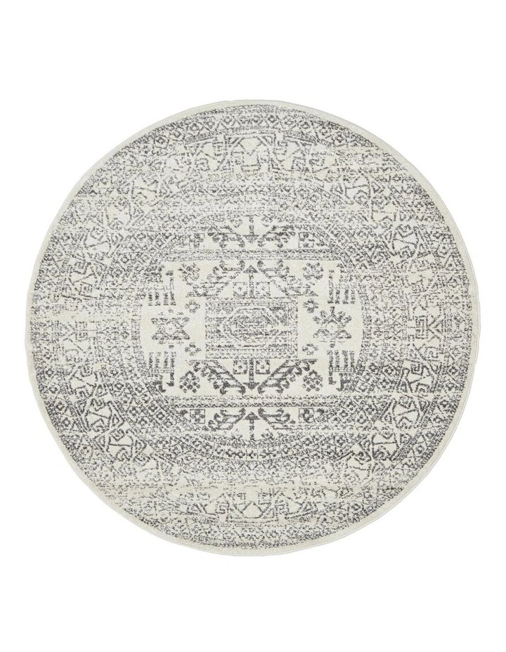 Chrome Addison Round Rug in Silver