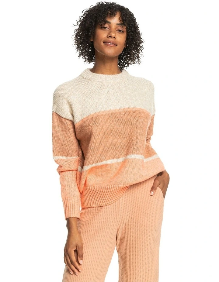 Too Far Crew Neck Jumper in Beige