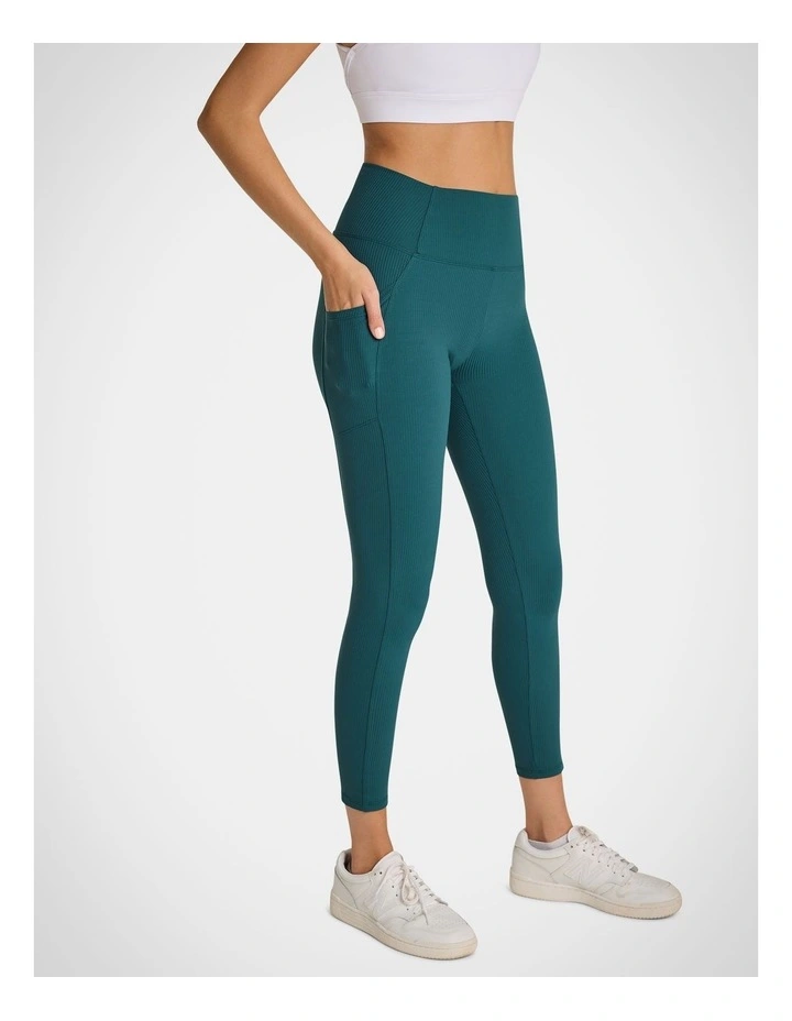Rib Luxesoft Pocket Full Length Tights in Fern