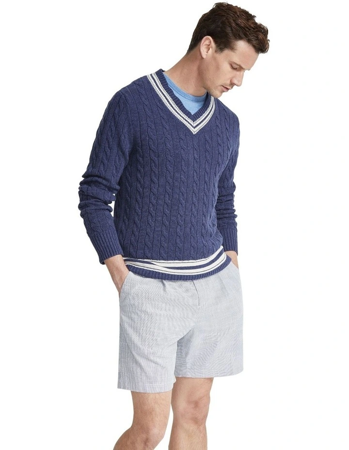 Richie Cricket Cable Knit Top in Navy
