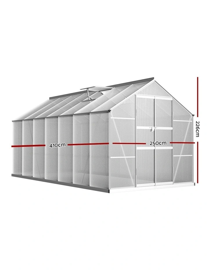 Aluminium Green House Garden Shed Polycarbonate 4.1x2.5M