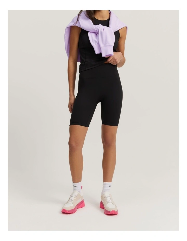 Recycled Nylon Blend Bike Short in Black