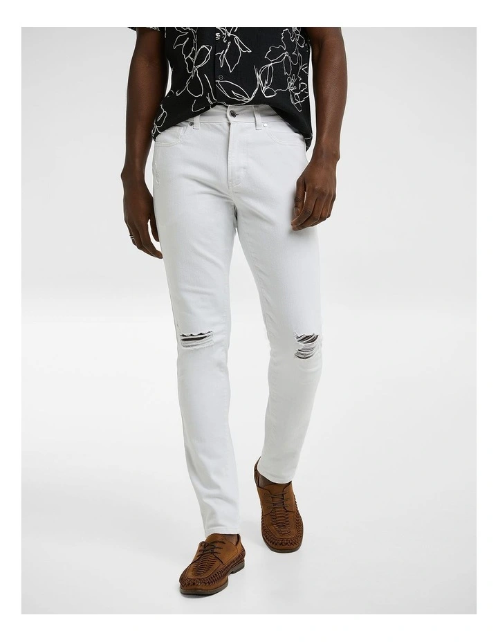 Slash Ripped Skinny Jeans in White