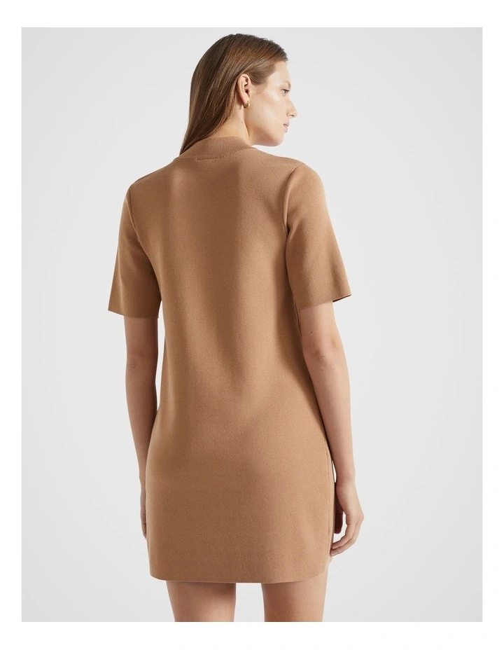 Crepe Knit Shift Dress in Fudge