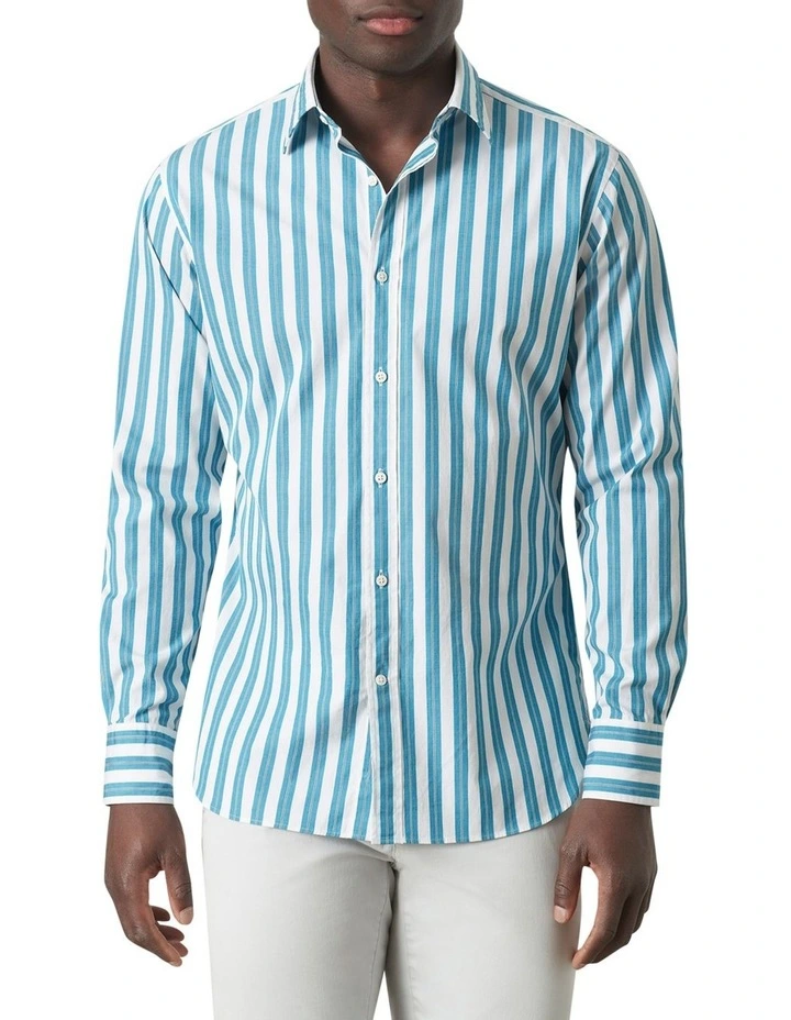 Sterling Stripe Shirt in Aqua