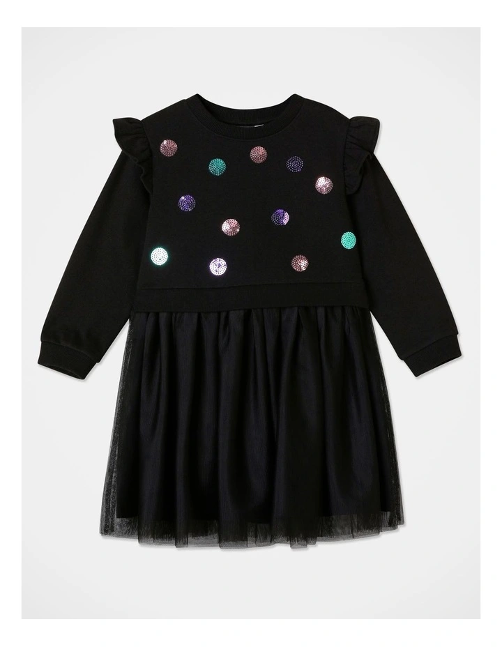 Sweat Top Tutu Dress in Black