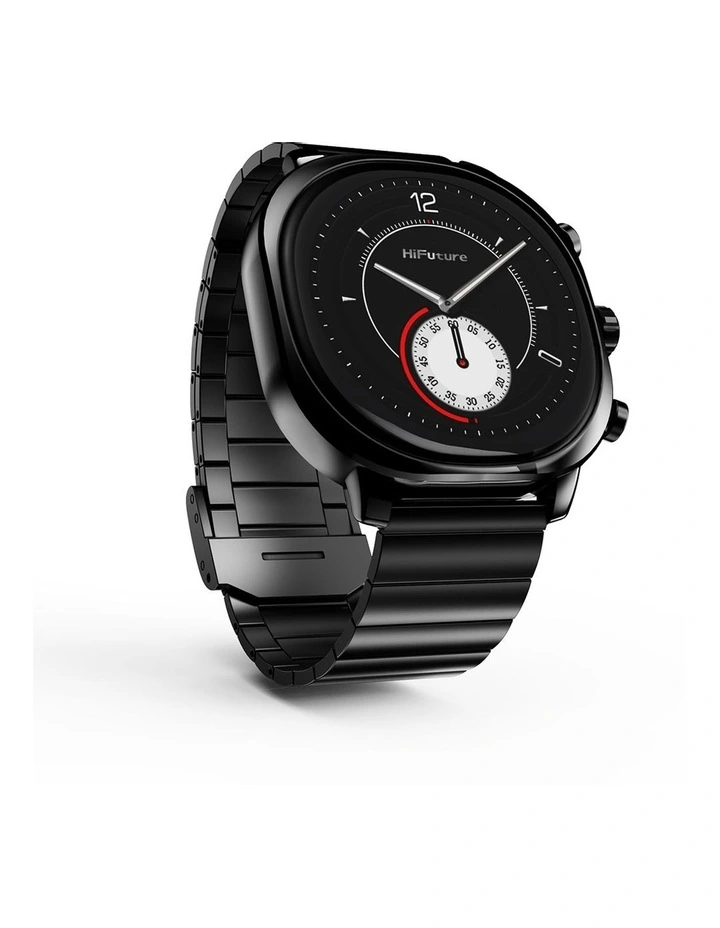 AIX Amoled Stainless Steel Smart Watch in Caviar Black