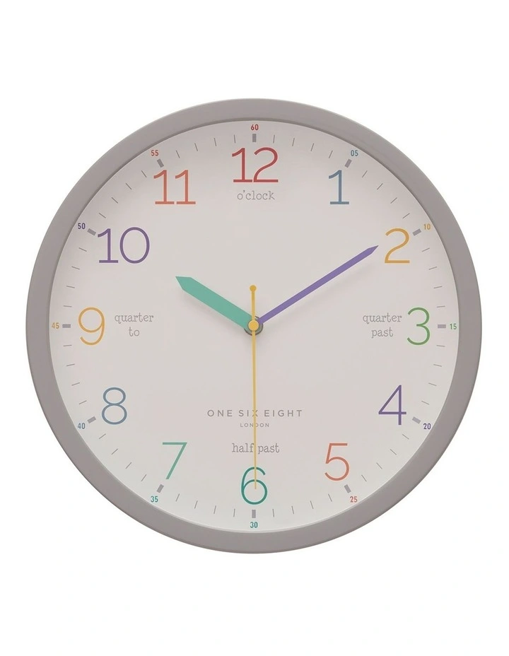 Learn The Time Grey 30Cm Silent Wall Clock