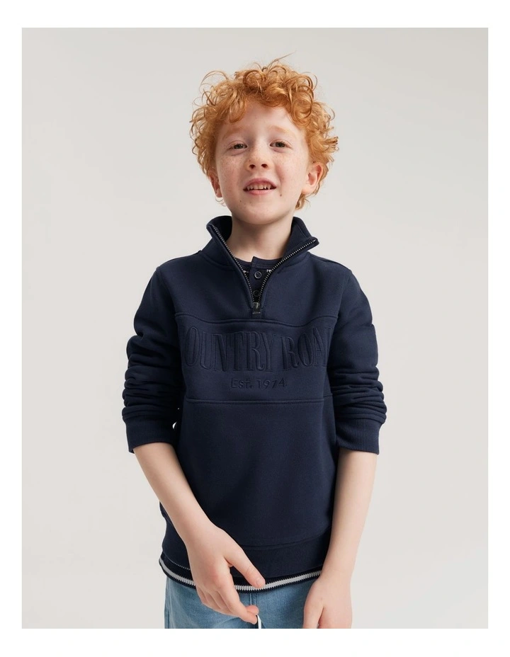 Heritage Half Zip Sweat Shirt in Navy