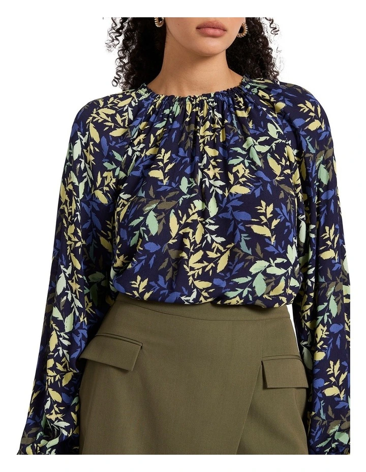 Leaf of Faith Blouse in Navy Multi