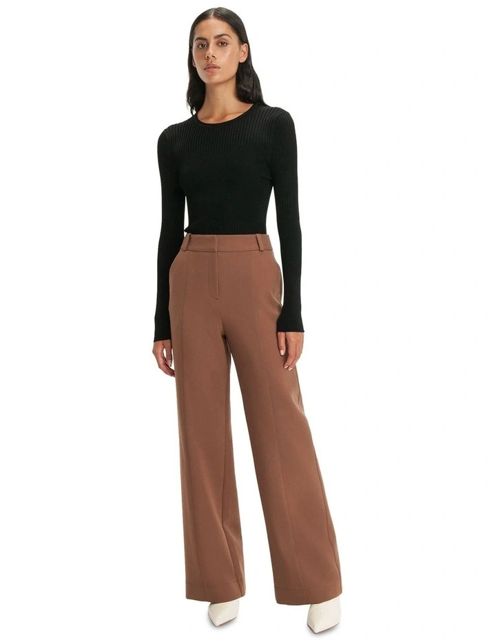 Multi Rib Round Neck Knit Jumper in Black