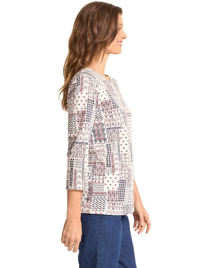 Kippa 3/4 Sleeve Top in Vanilla