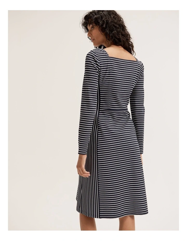 Sofie Stripe Ponte Dress in Ink/Ivory