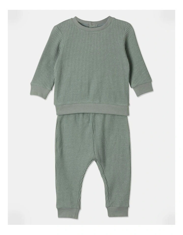 Waffle Pyjama Set in Sage