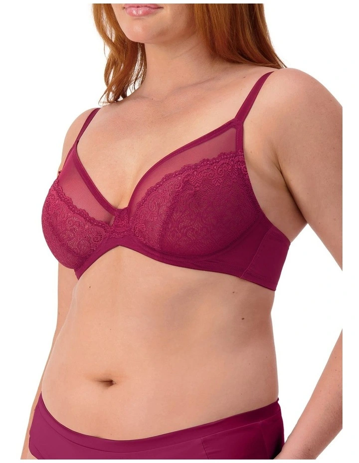 Sheer Minimiser Bra in Bordeaux