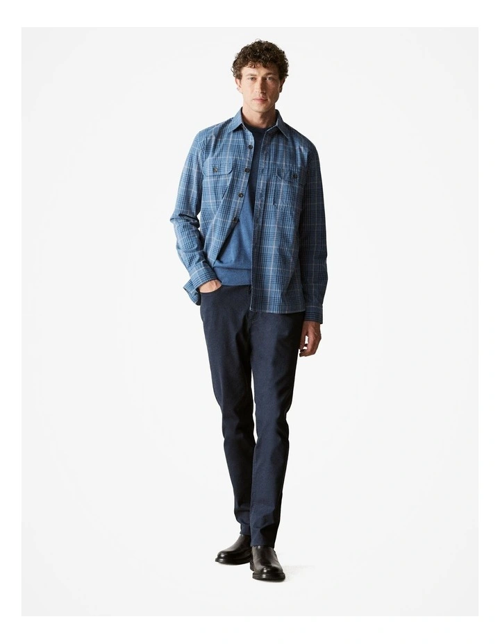 Regular Fit Glen Check Twill Shirt in Blueprint