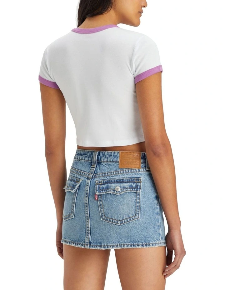 Graphic Ringer Mini T-shirt in Bright White/Iris Orchid