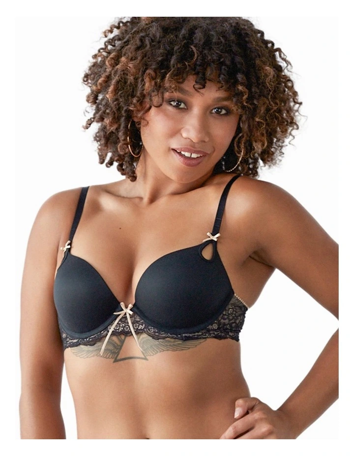 Keyhole Boost Bra in Black/Toasted Almond