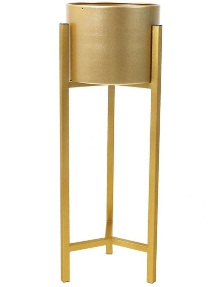Metal Flower Plant Stand in Gold