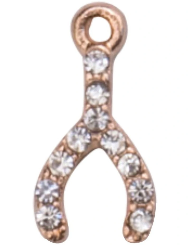 Isadora Aurelia Crystal Wishbone Charm in Rose Gold